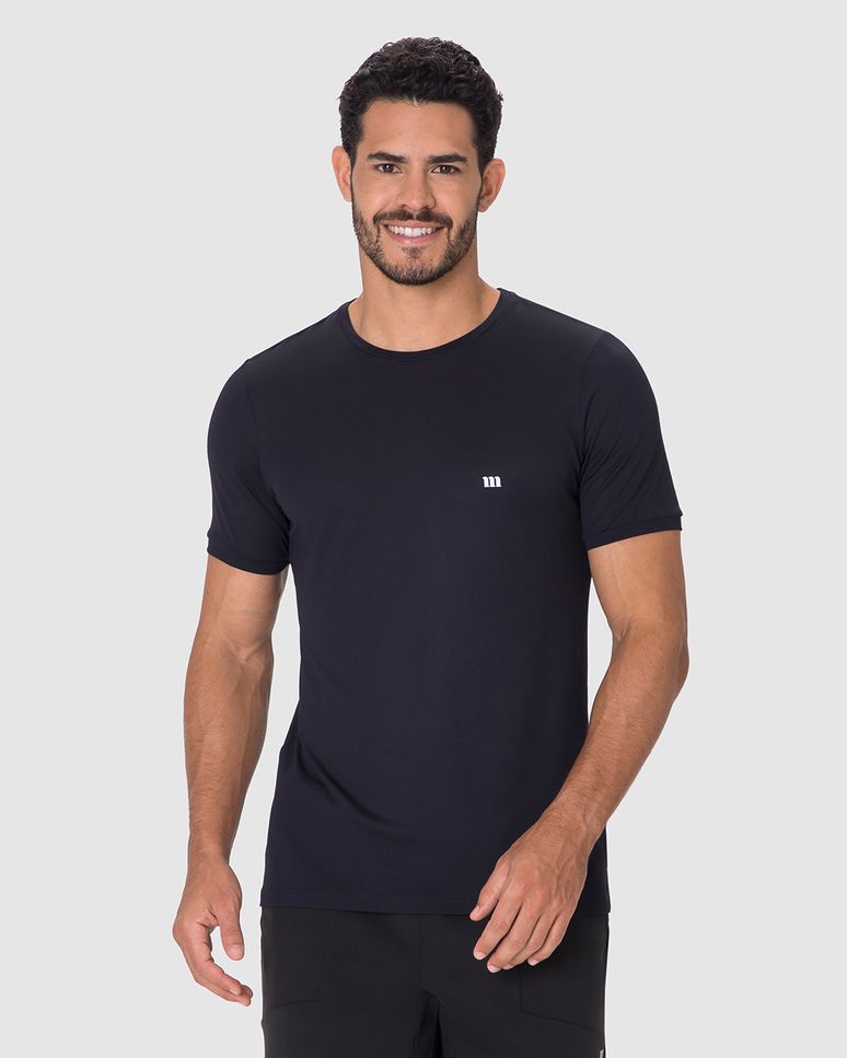 Camiseta Esportiva Masculina Slim Decote Redondo Manga Curta Em Malha Dry