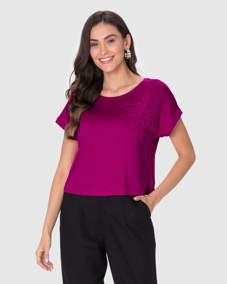 Blusa Ampla Feminina Estampa Puff Em Moletinho De Viscose