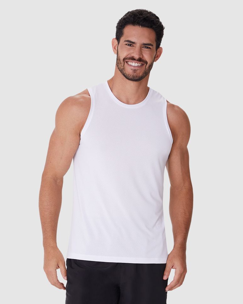 Regata Esportiva Masculina Decote Redondo Em Malha Dry