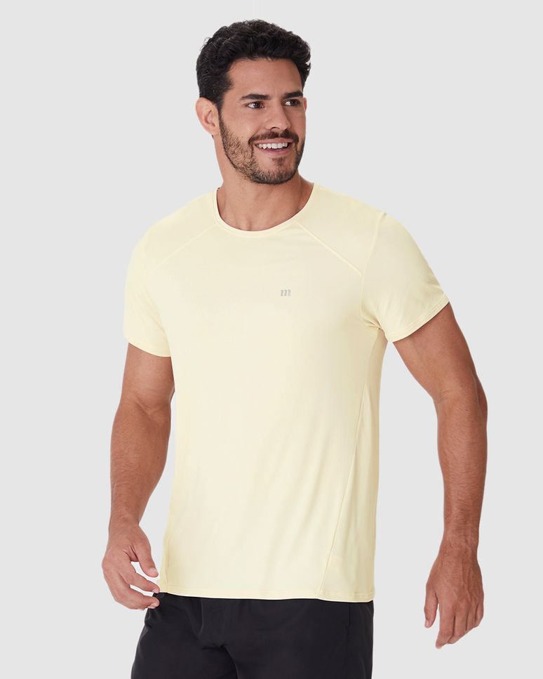 Camiseta Esportiva Masculina Slim Manga Curta Em Malha Dry E Proteção UV50+