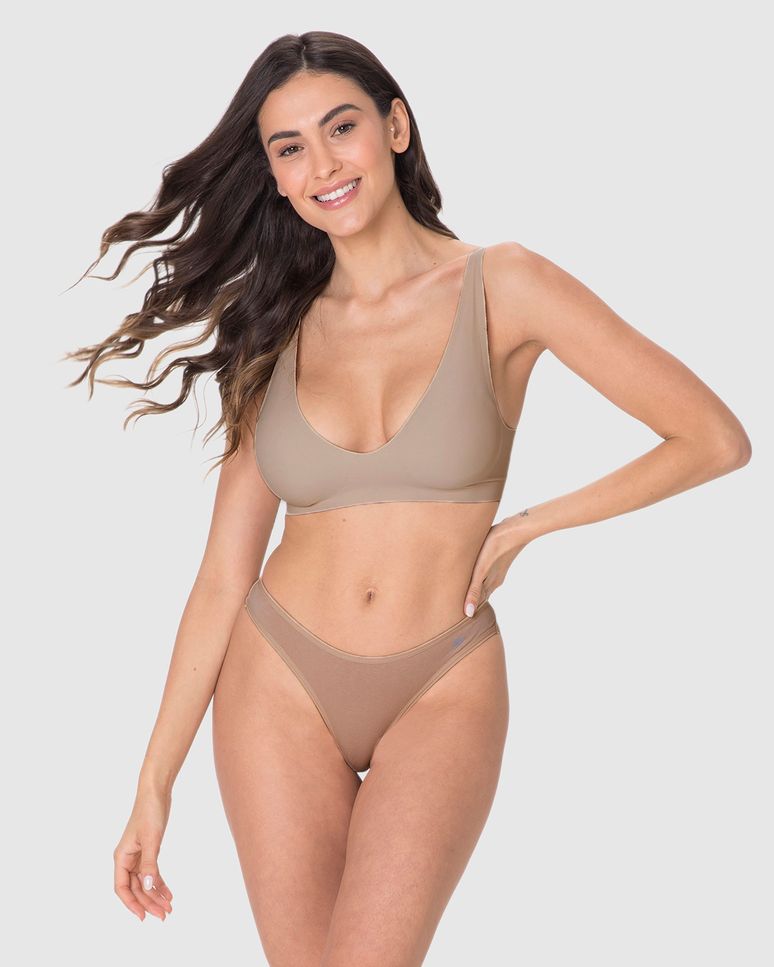 Sutiã Decote V Alça Com Regulagem Em Malha Poliamida