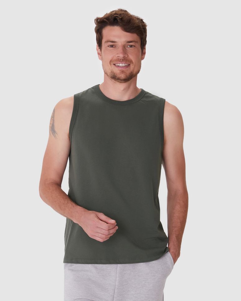 Regata Básica Masculina Cava Ajustada Em Algodão