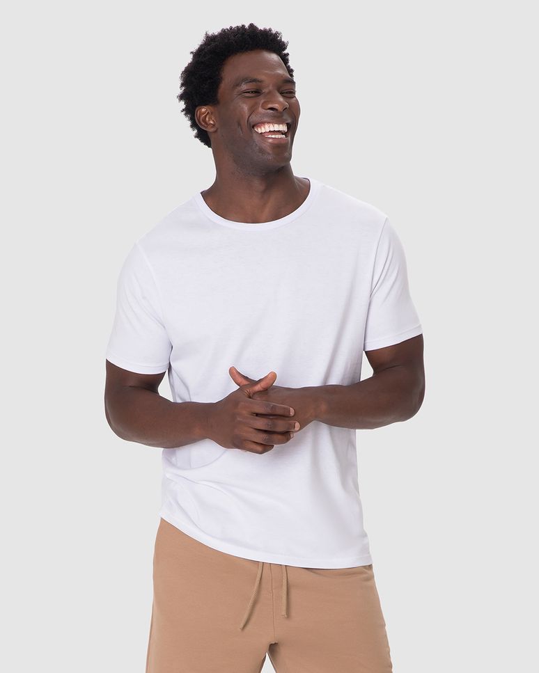 Camiseta Abraço Masculina Etiqueta Estampada Em Malha Comfy Touch