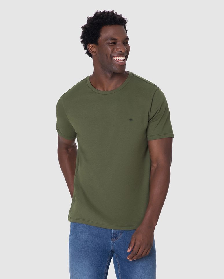 Camiseta Ícone Masculina Bordado Frontal Em Algodão
