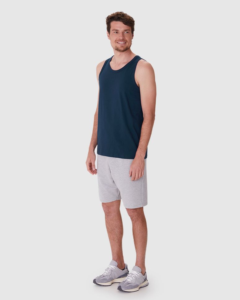 Regata Básica Masculina Alça Estreita Etiqueta Estampada Em Algodão