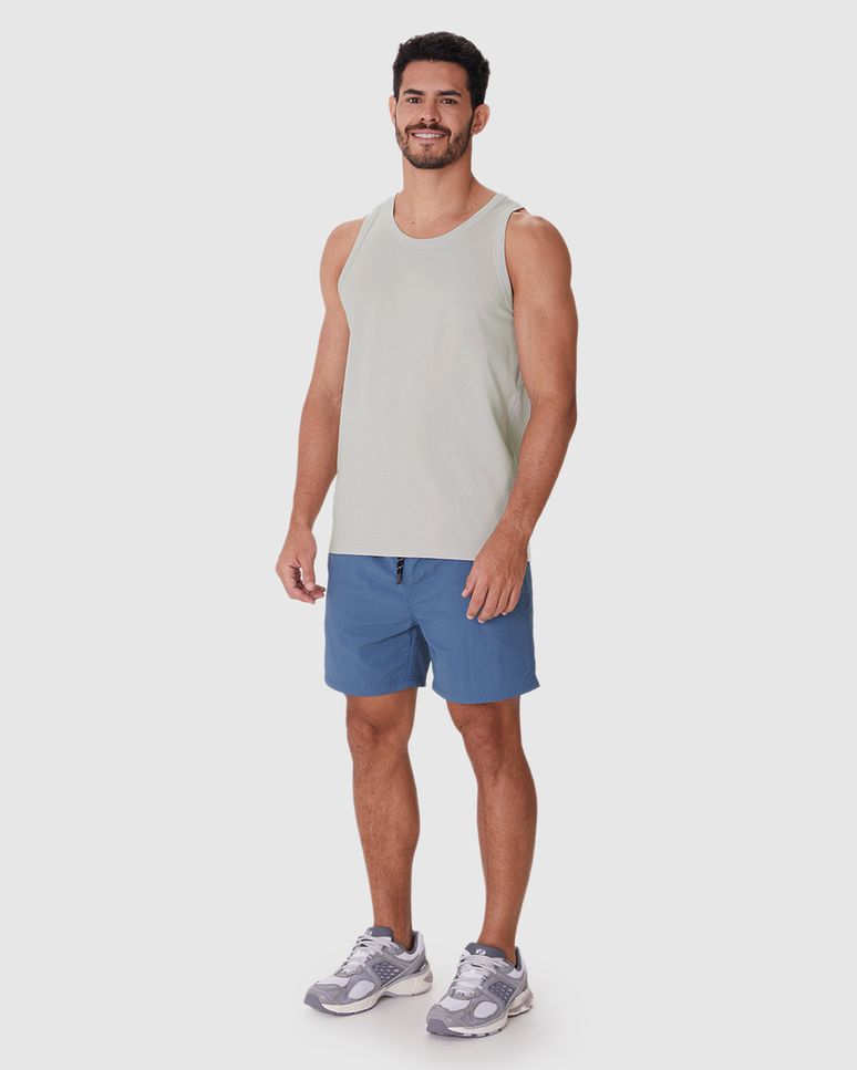 Regata Básica Masculina Alça Estreita Etiqueta Estampada Em Algodão