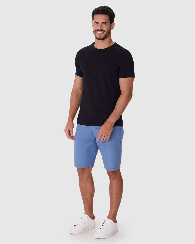 Camiseta Ícone Masculina Slim Bordado Frontal Em Algodão
