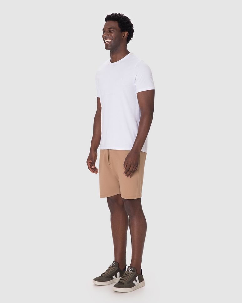 Camiseta Ícone Masculina Slim Bordado Frontal Em Algodão