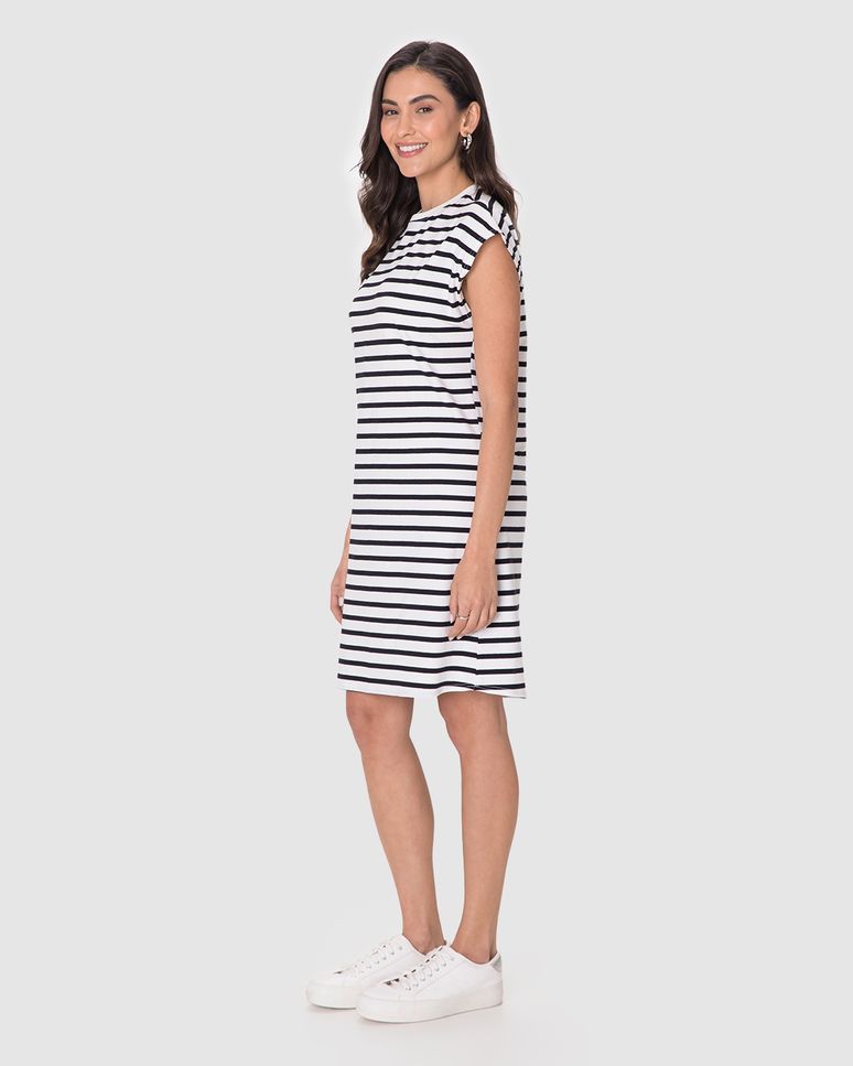 Vestido Feminino Muscle Tee Em Malha Listrada