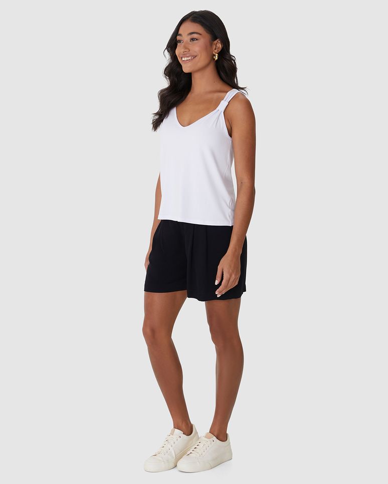 Regata Ampla Feminina Detalhe Alça Em Malha Viscose Stretch