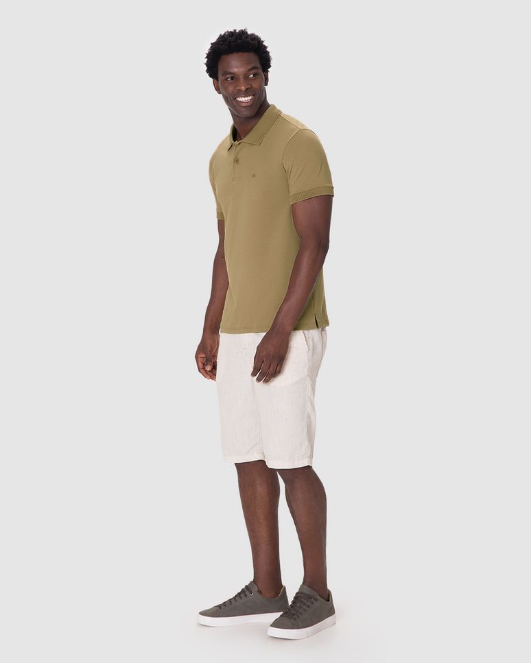 Camisa Polo Básica Masculina Gola Clássica Abertura Lateral Em Malha Algodão