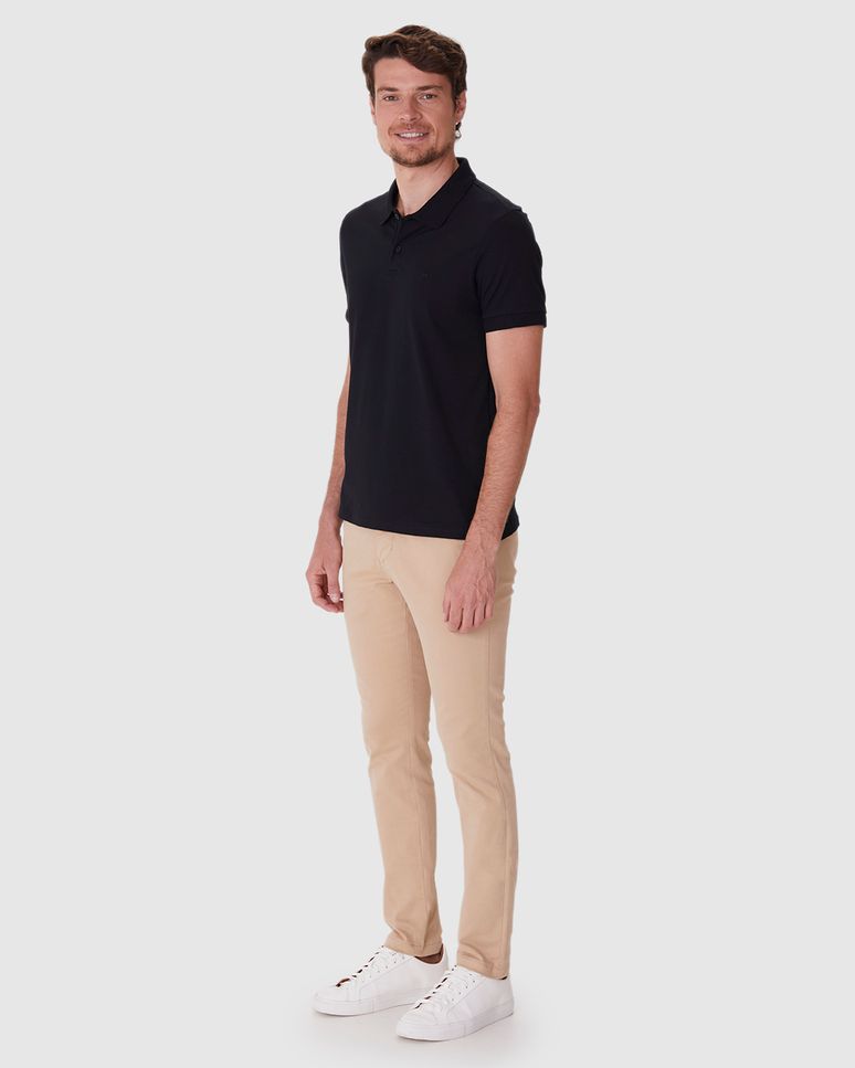 Camisa Polo Básica Masculina Gola Clássica Abertura Lateral Em Malha Algodão