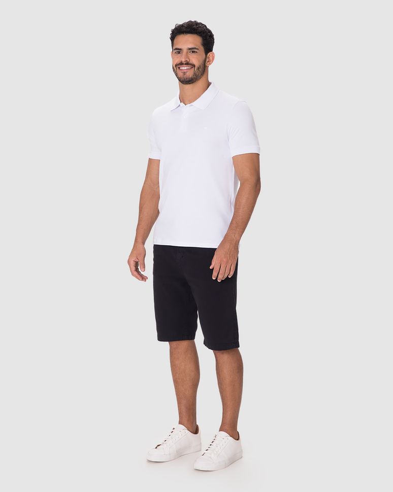 Camisa Polo Básica Masculina Gola Clássica Abertura Lateral Em Malha Algodão