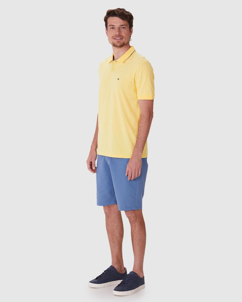 Camisa Polo Básica Masculina Peitilho Com Botões E Bordado Frontal Em Algodão