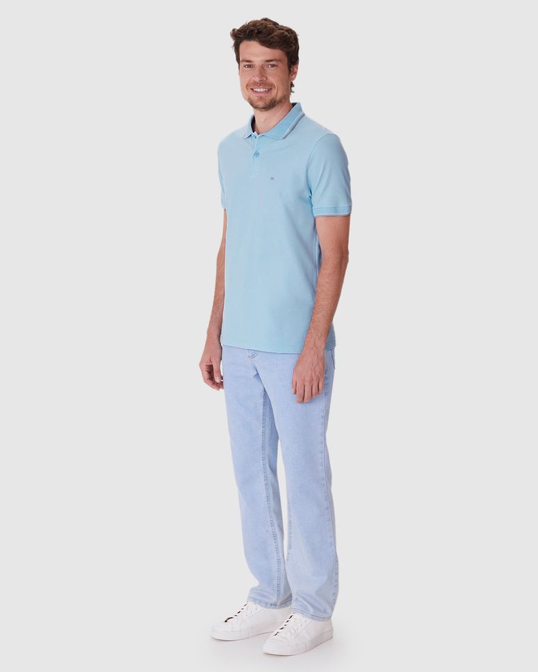 Camisa Polo Básica Masculina Slim Bordado Frontal Em Piquet Premium
