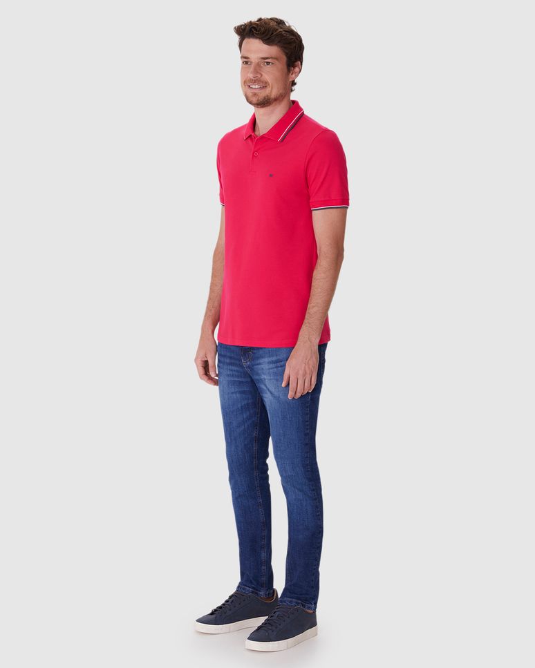 Camisa Polo Básica Masculina Slim Bordado Frontal Em Piquet Premium