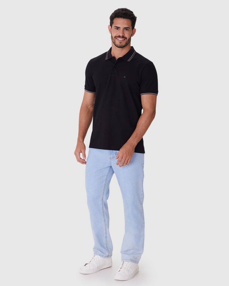 Camisa Polo Básica Masculina Slim Bordado Frontal Em Piquet Premium