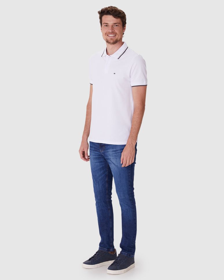 Camisa Polo Básica Masculina Slim Bordado Frontal Em Piquet Premium