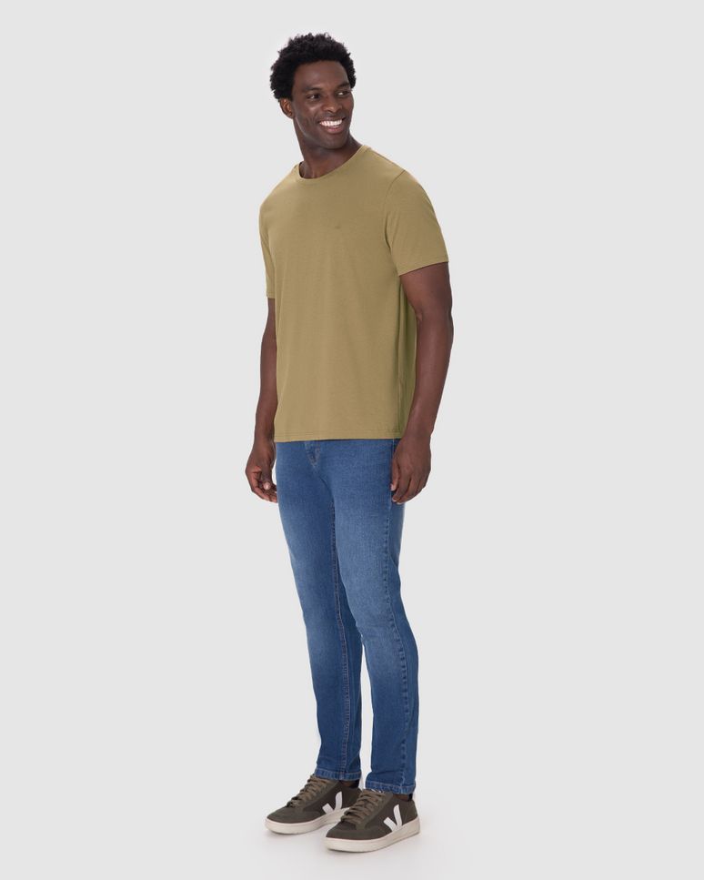 Camiseta Ícone Masculina Bordado Frontal Em Algodão