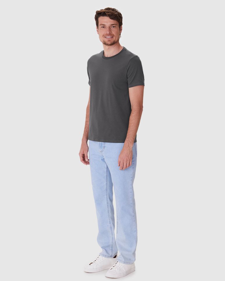 Camiseta Básica Masculina Slim Em Malha Cotton Light Algodão