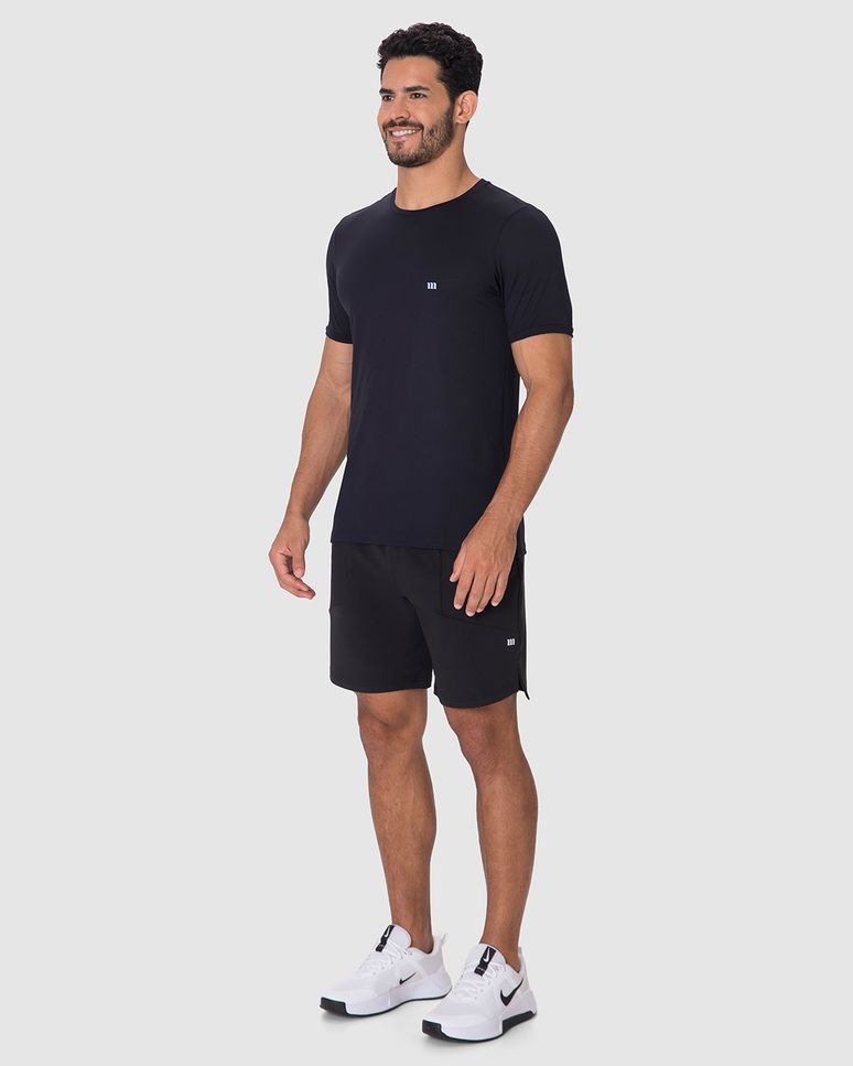 Camiseta Esportiva Masculina Slim Decote Redondo Manga Curta Em Malha Dry