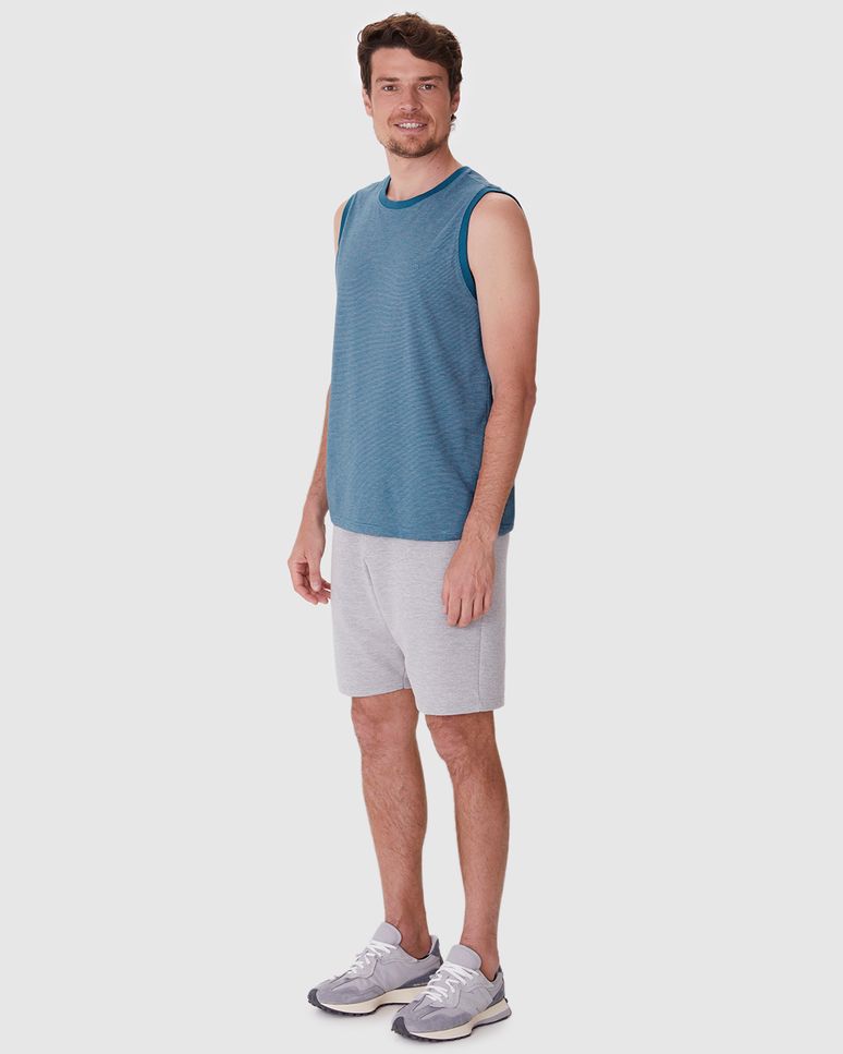 Regata Básica Masculina Alça Larga Bordado Frontal Em Malha Fio A Fio