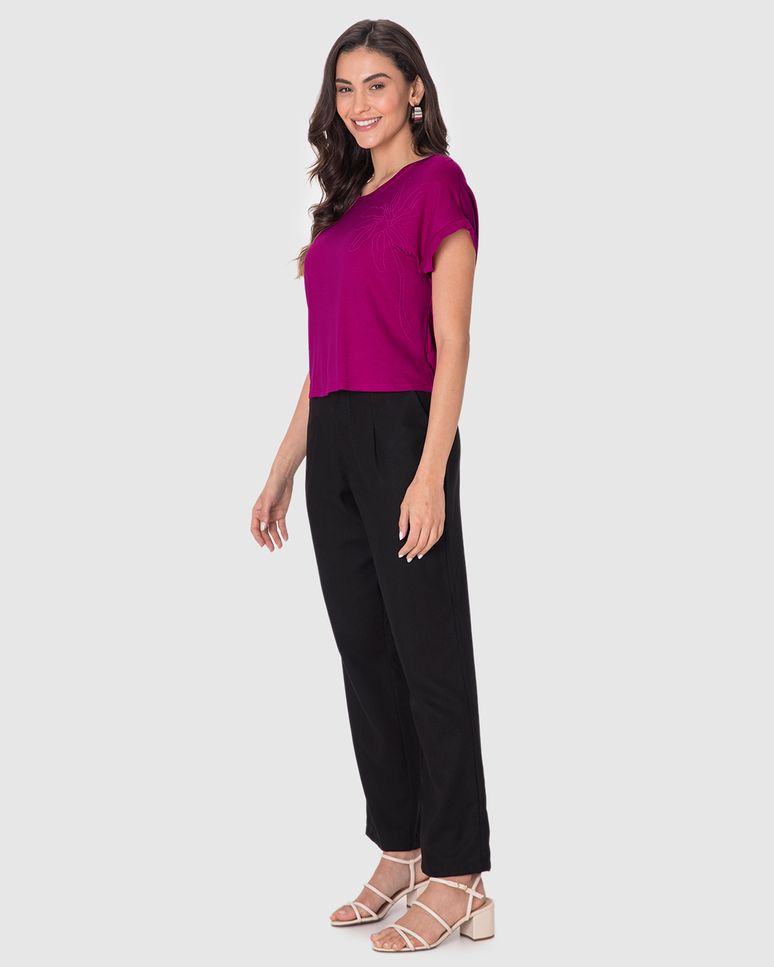 Blusa Ampla Feminina Estampa Puff Em Moletinho De Viscose