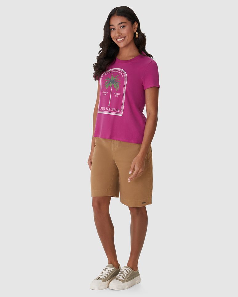 Camiseta Feminina Manga Curta Estampa Under The Shade Em Algodão