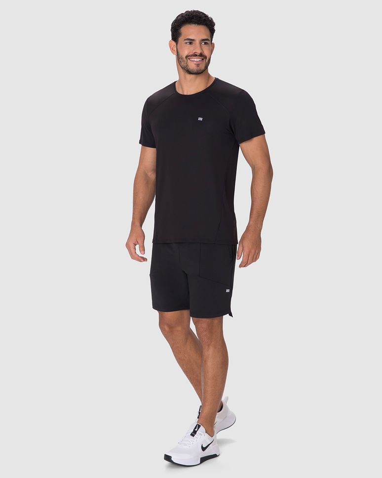 Camiseta Esportiva Masculina Slim Manga Curta Em Malha Dry E Proteção UV50+