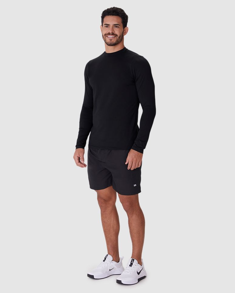 Camiseta Esportiva Masculina Slim Manga Longa Em Malha Dry E Proteção UV50+