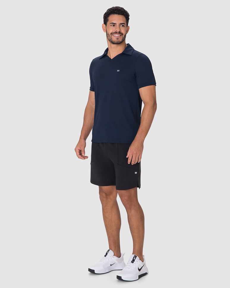 Camisa Polo Esportiva Masculina Gola V Em Malha Microfuros Dry