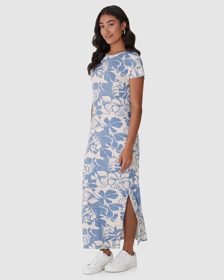 Vestido Midi Feminino Fenda Lateral Em Malha Viscolinho Stretch