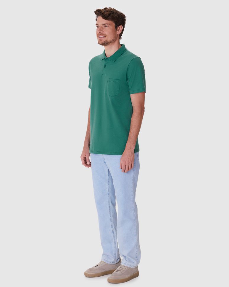 Camisa Polo Básica Masculina Gola Esporte E Bolso Piquet Stretch