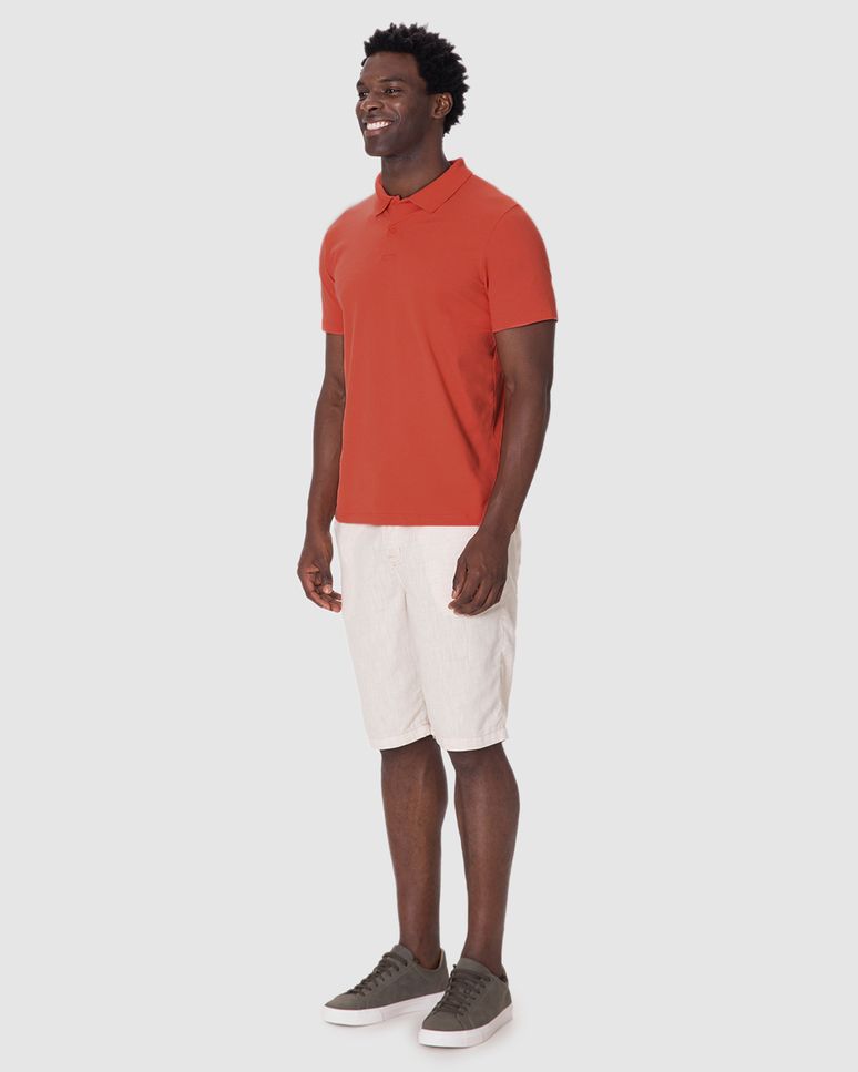 Camisa Polo Básica Masculina Gola Retilínea Em Piquet Stretch