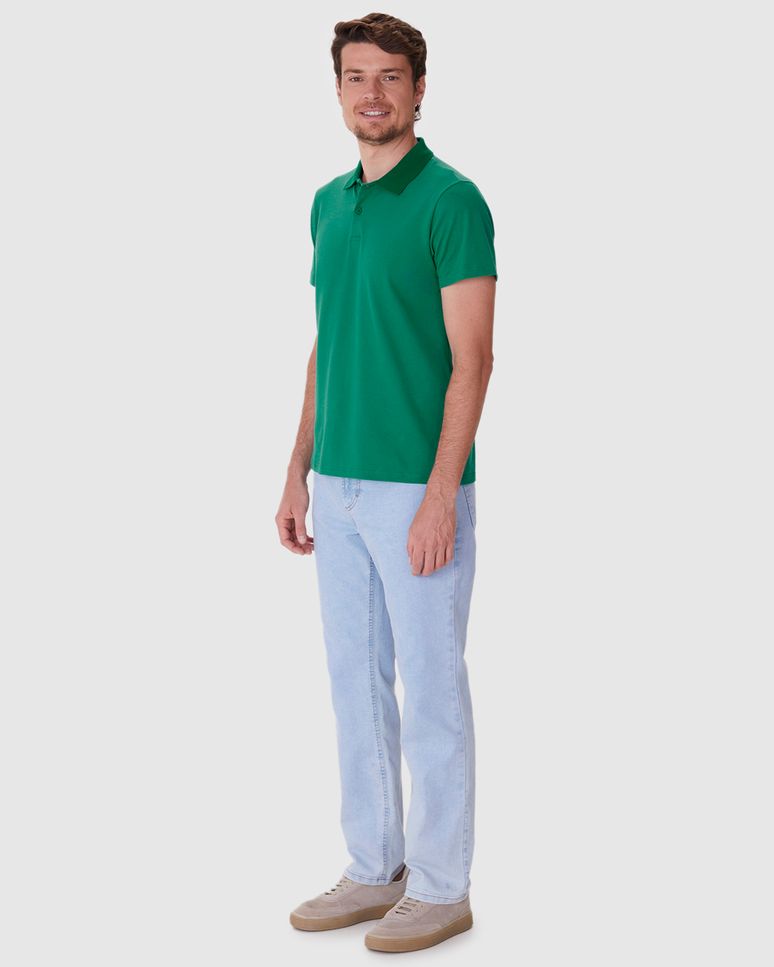 Camisa Polo Básica Masculina Gola Retilínea Em Piquet Stretch