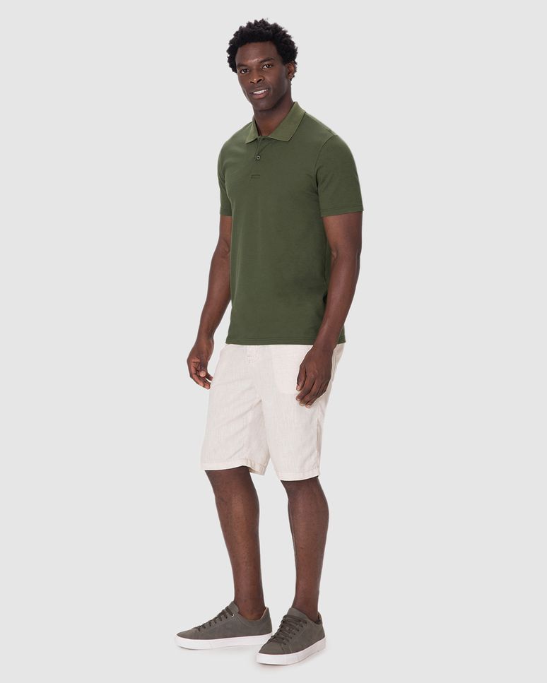 Camisa Polo Básica Masculina Gola Retilínea Em Piquet Stretch