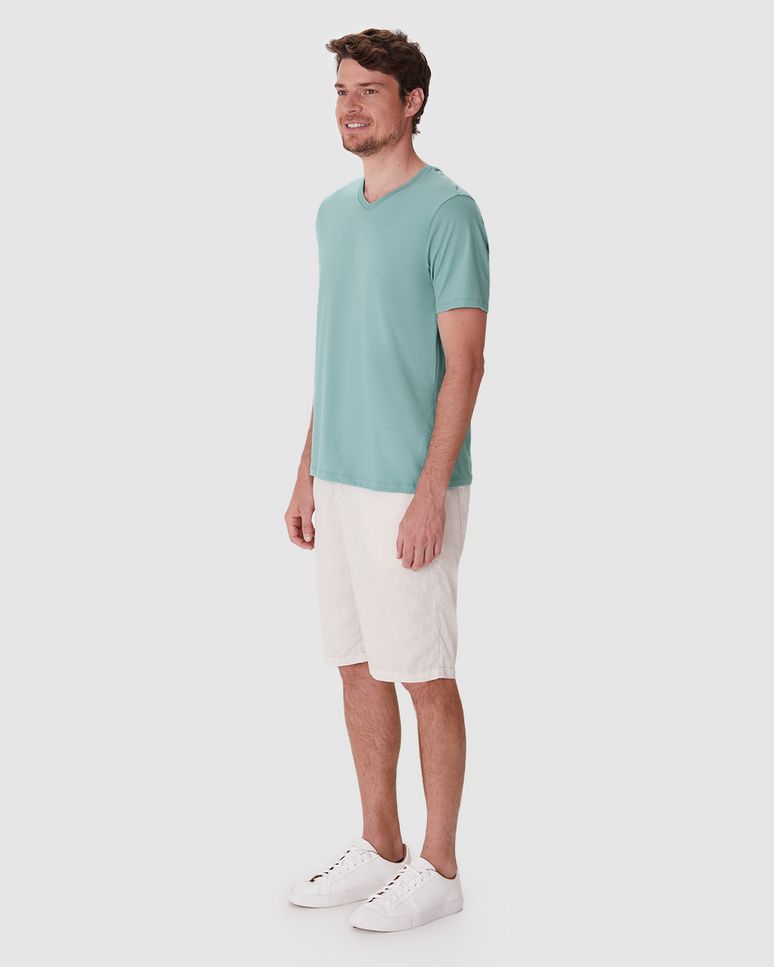 Camiseta Básica Masculina Gola V Em Algodão