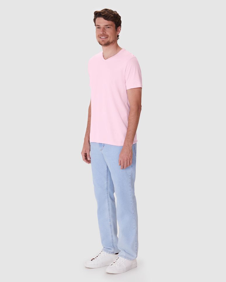 Camiseta Básica Masculina Gola V Em Algodão