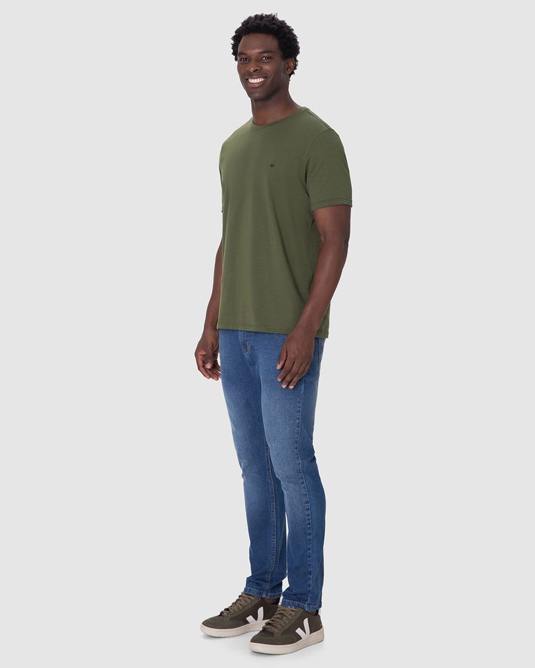 Camiseta Ícone Masculina Bordado Frontal Em Algodão