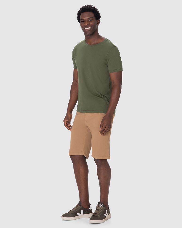 Camiseta Básica Masculina Slim Eiqueta Estampada Em Algodão Pima