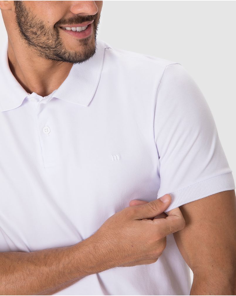 Camisa Polo Básica Masculina Gola Clássica Abertura Lateral Em