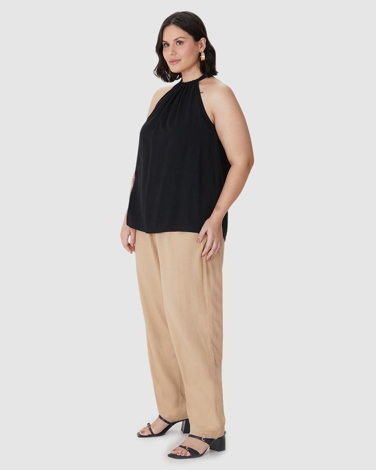 Blusa Feminina Plus Size Evasê Amarração Costas Em Viscolinho Texturizado