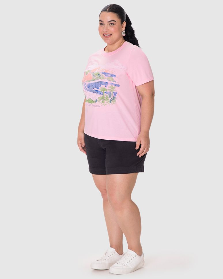 Camiseta Feminina Plus Size Ampla It’s All Sunshine Em Algodão