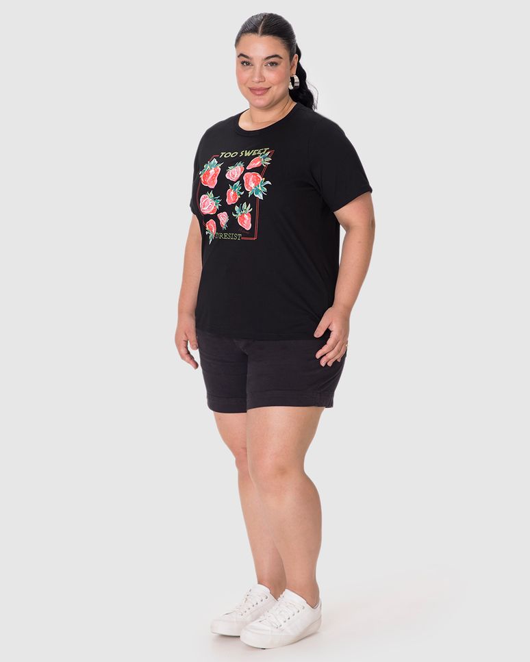 Camiseta Feminina Plus Size Estampa Too Sweet To Resist Em Algodão