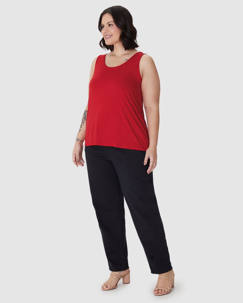 Regata Feminina Plus Size Decote U Alça Larga Em Viscose Stretch