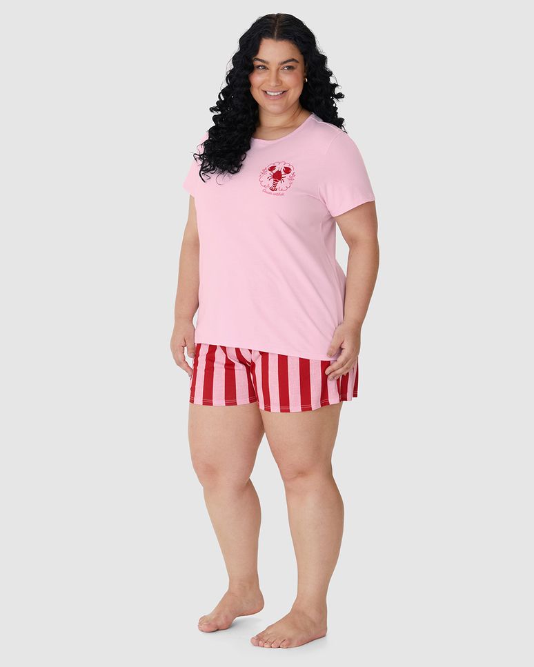 Pijama Curto Feminino Plus Size Ocean Wishes Em Algodão