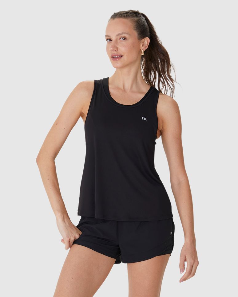 Regata Esportiva Feminina Alongada Torção Costas Malha Dry E Proteção UV50+ Malwee Active