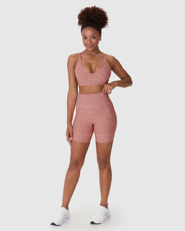 Shorts Esportivo Feminino Estampa Animal Print Em Malha Dry E Proteção UV50+