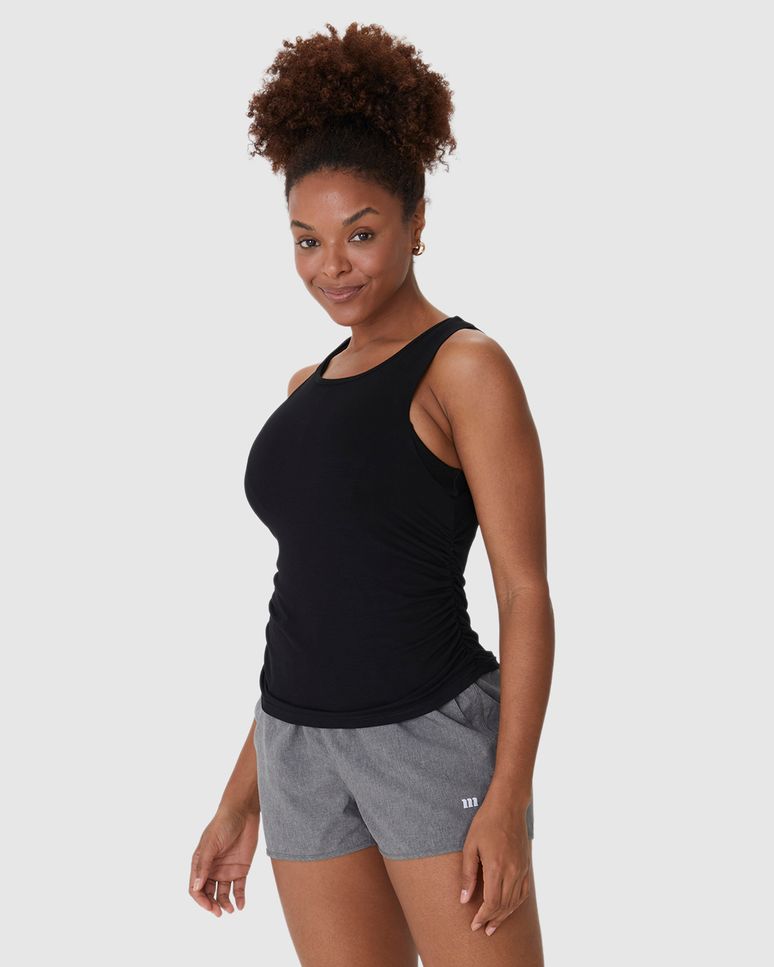 Regata Esportiva Feminina Franzido Lateral Em Viscose Stretch