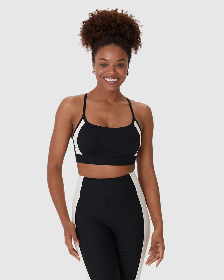 Top Regata Esportivo Bicolor Bojo Removível Em Malha Canelada